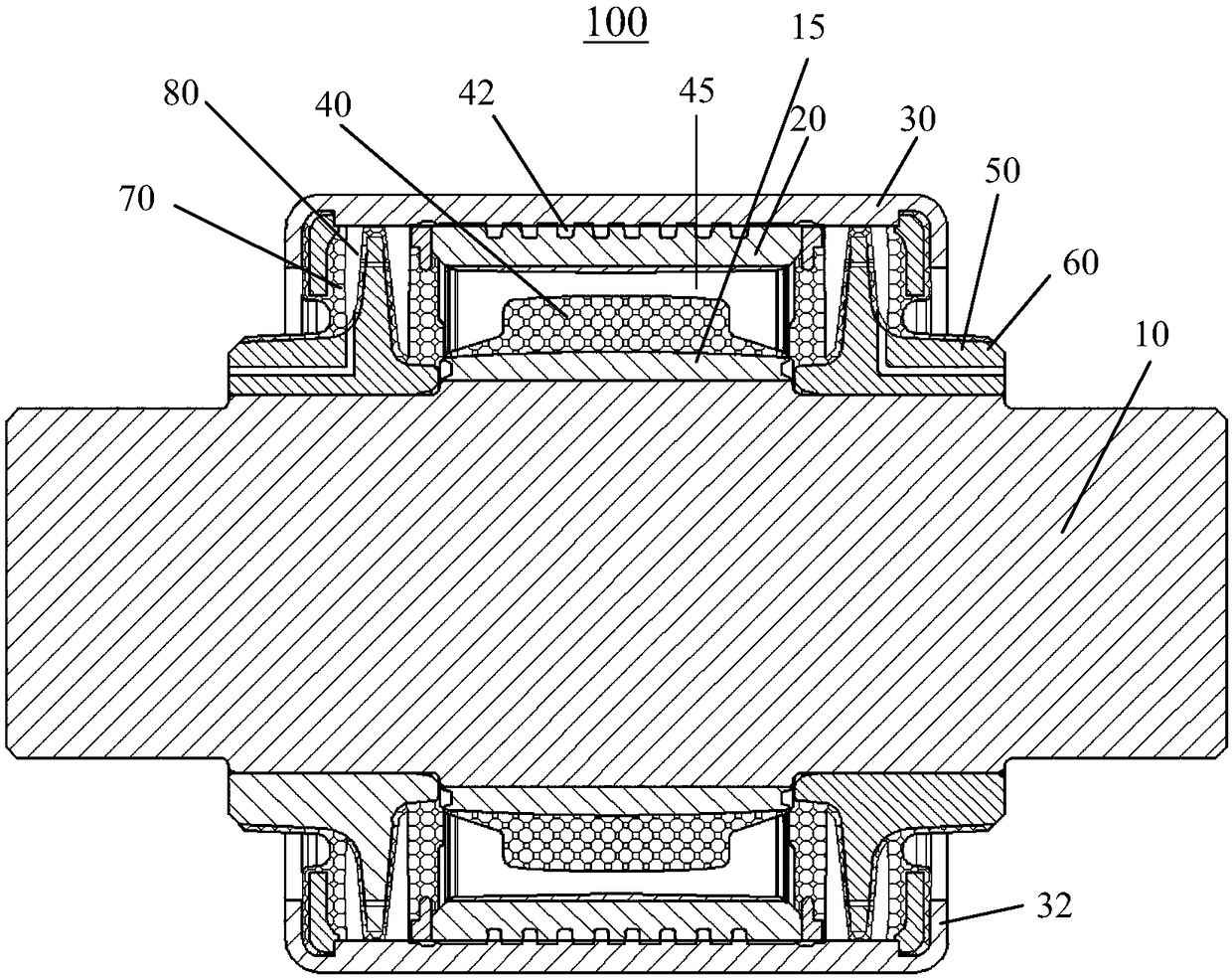 Auxiliary spring device used for hydraulic bushing