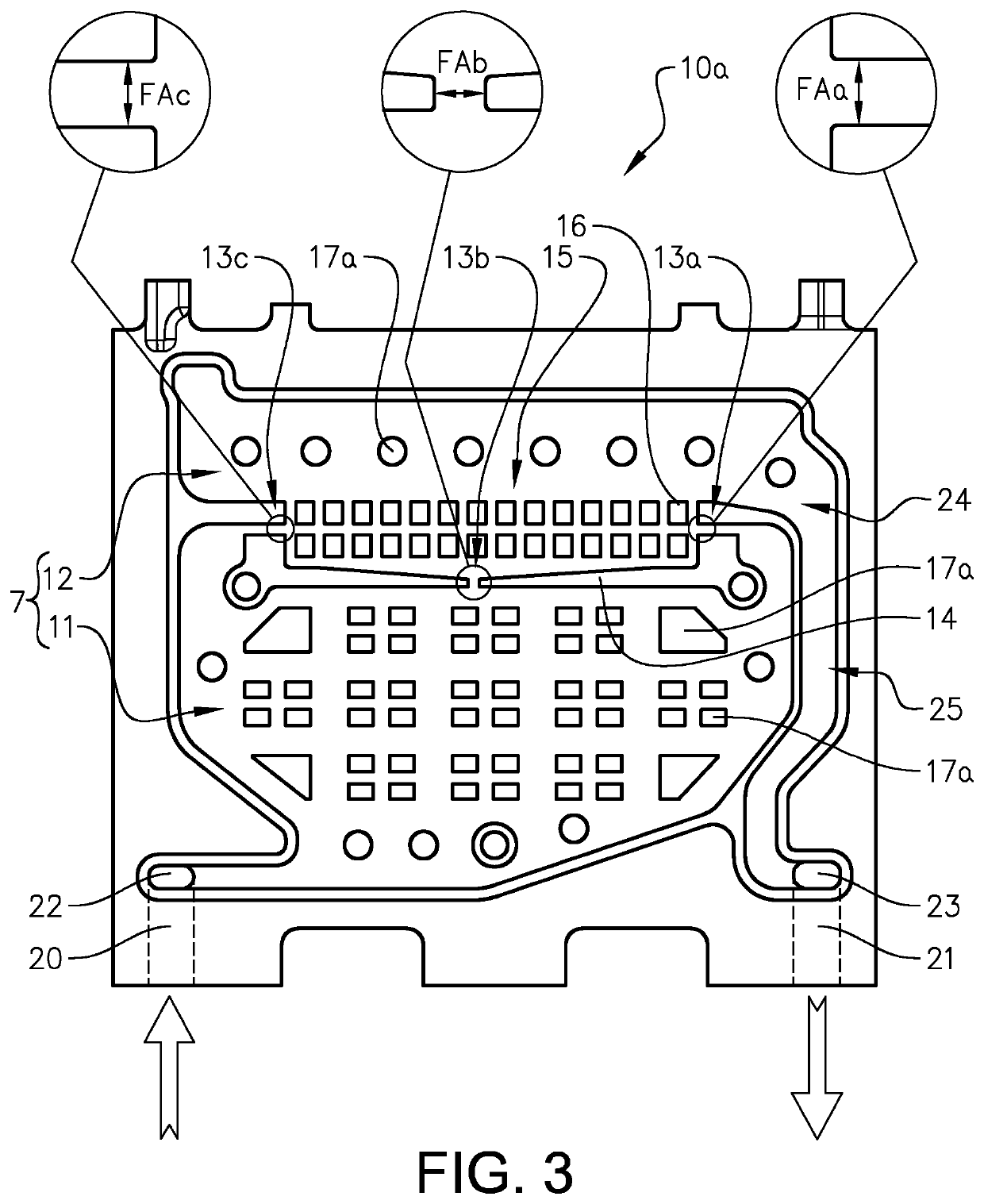 Cooling device with evenly distributed and directed cooling effect for high heat flux and deaeration functionality