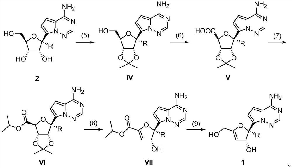 3 ', 4'-unsaturated ribose C-nucleoside analogue and preparation method thereof