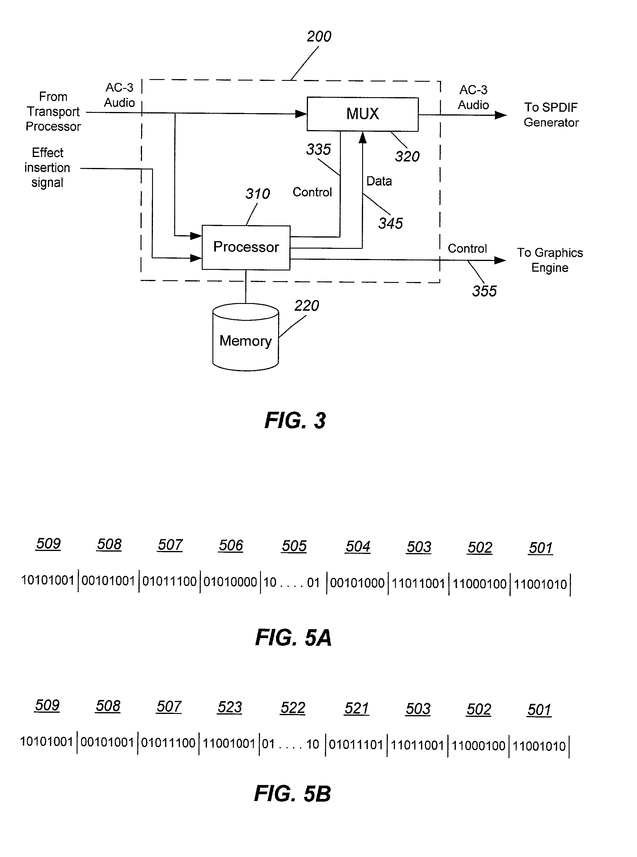 Apparatus and method for inserting data effects into a digital data stream