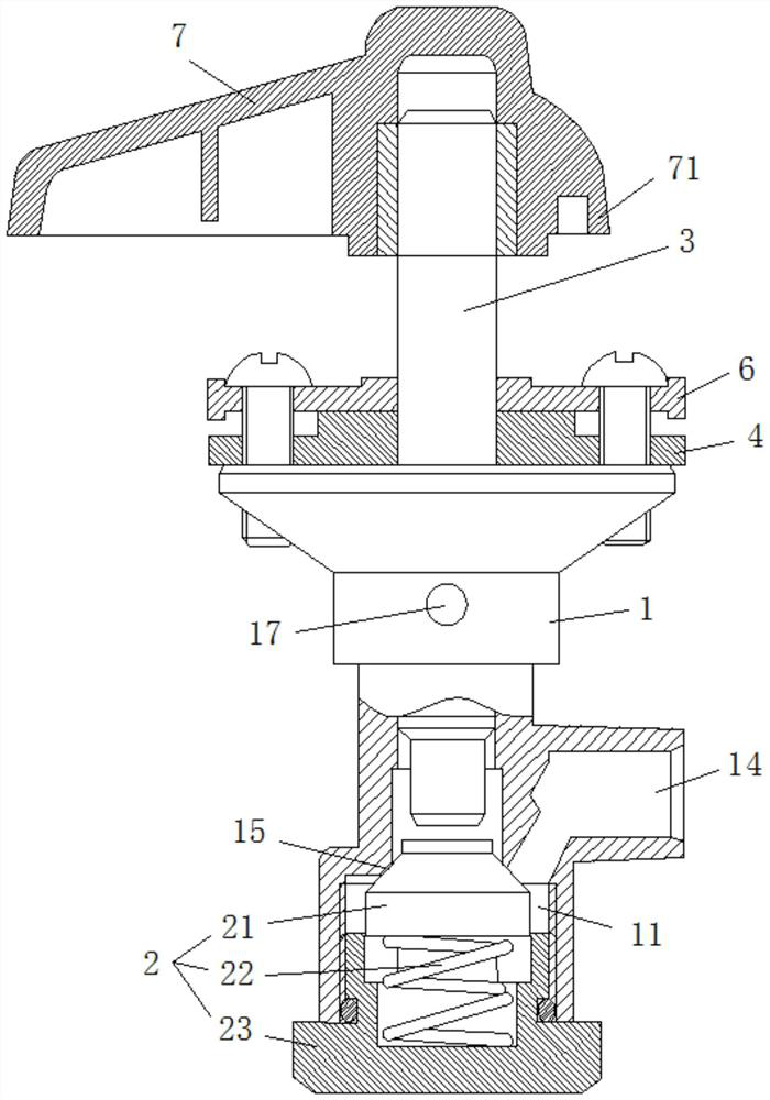 A three-way valve driven by a pin shaft