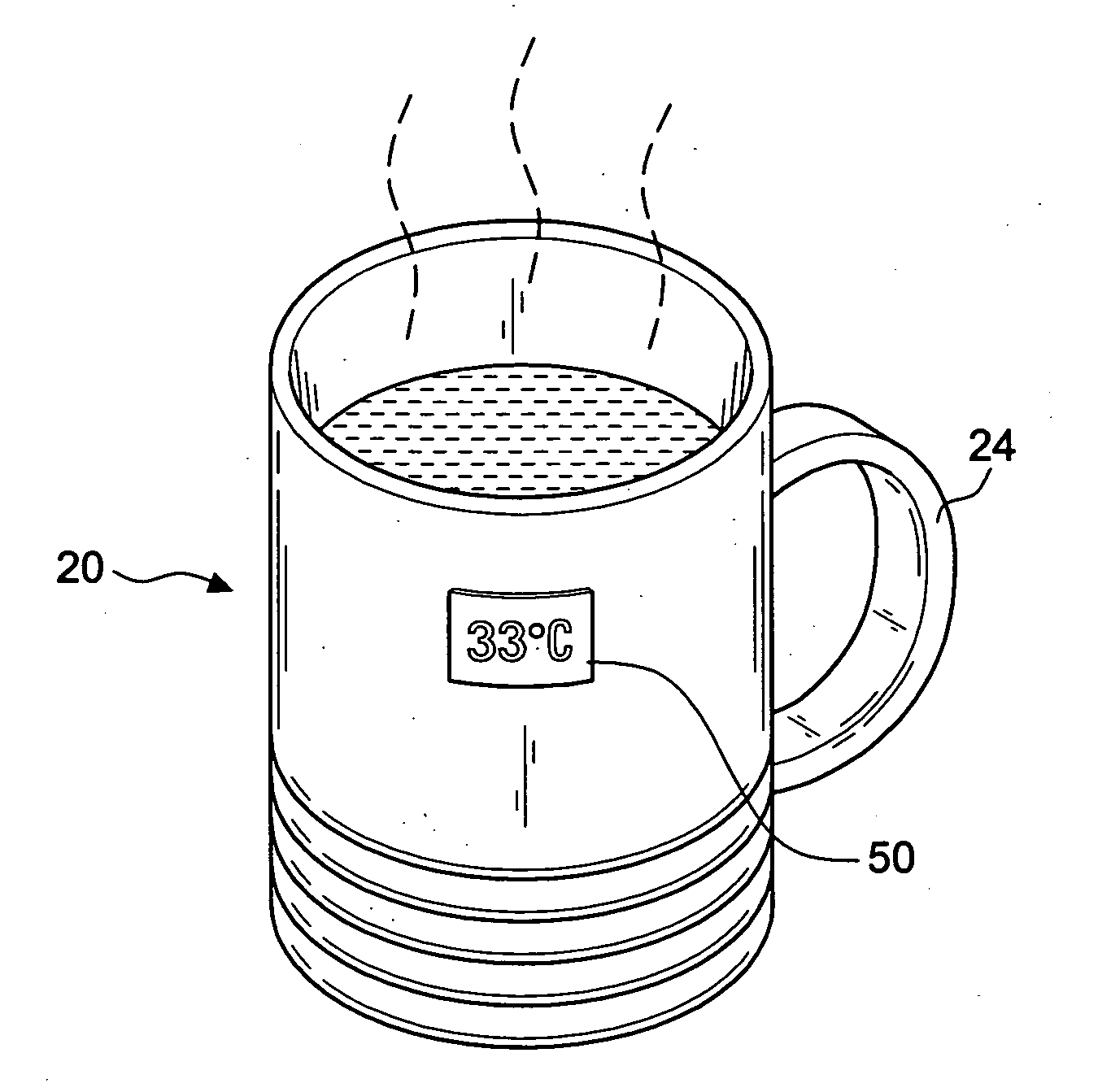 Liquid container capable of self-generating power and showing temprature