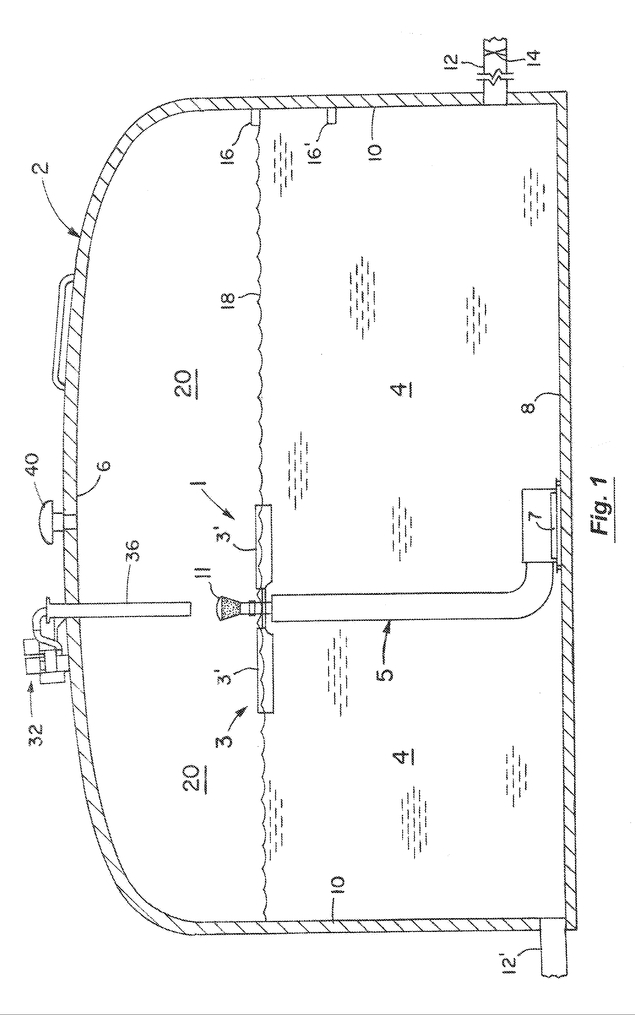 Method and apparatus for treating potable water in municipal and similar water tanks