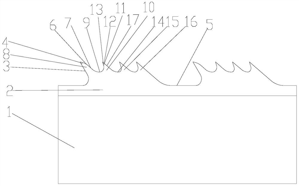 Single-tooth-body multi-tooth-tip cylinder card clothing and application thereof