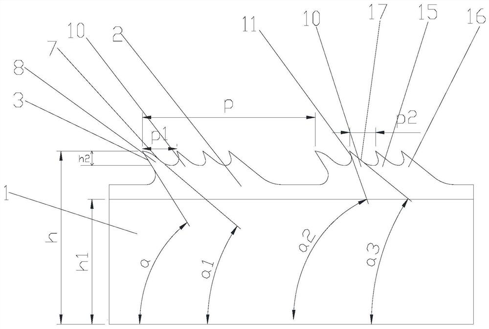 Single-tooth-body multi-tooth-tip cylinder card clothing and application thereof