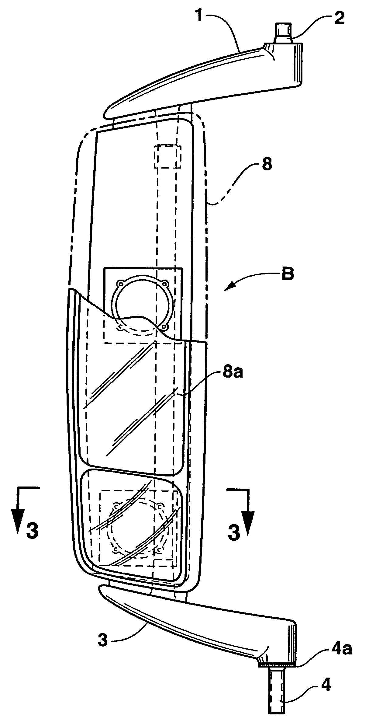 Support arm for vehicle mirror