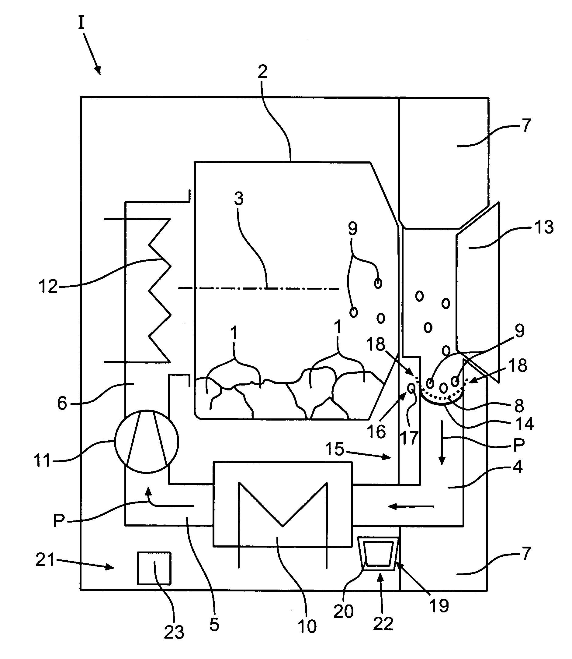 Domestic appliance for the care of items of washing and method for removing lint