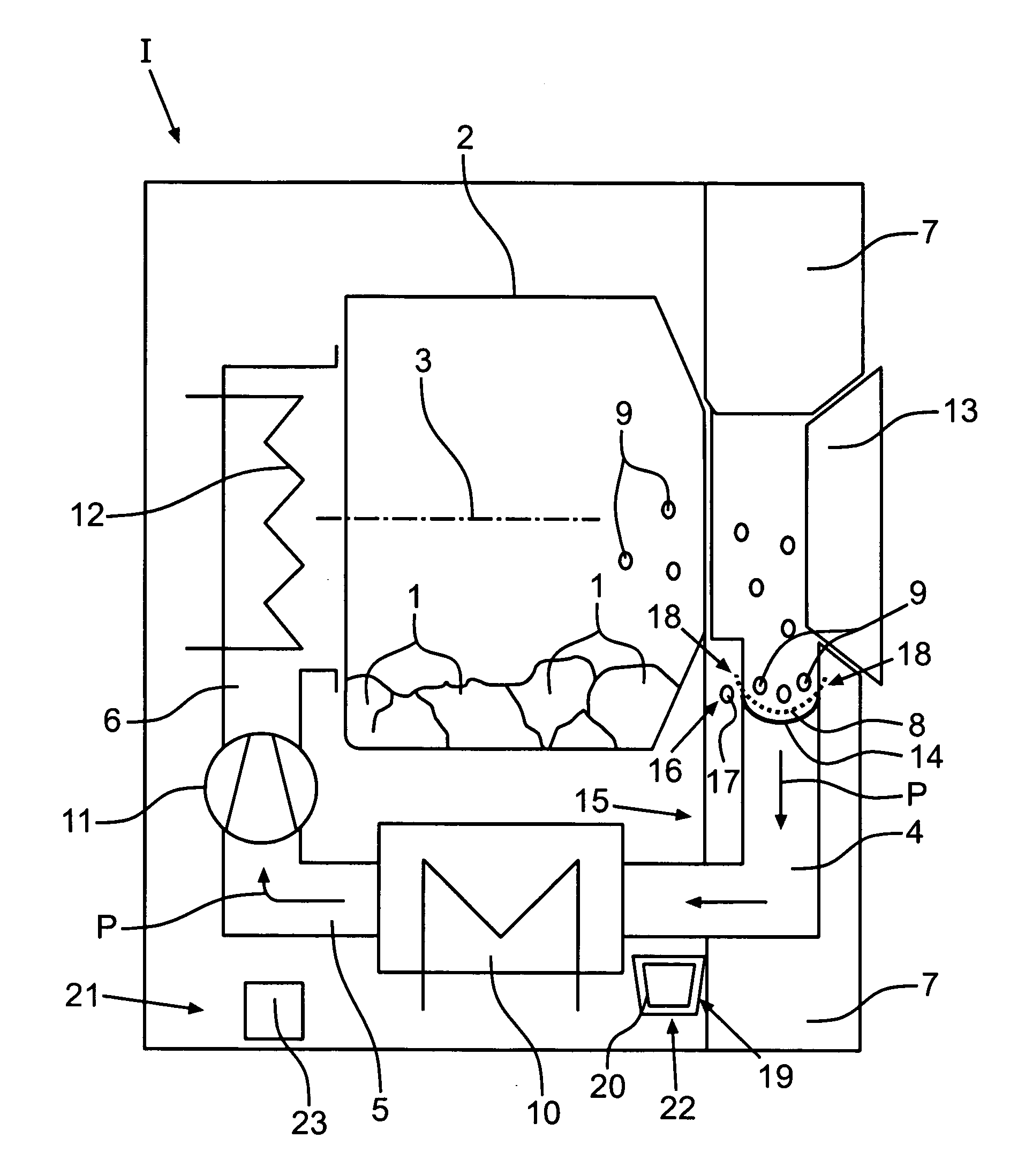 Domestic appliance for the care of items of washing and method for removing lint