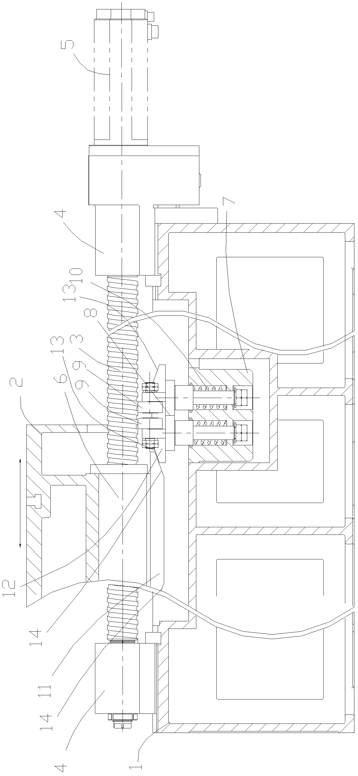 Screw rod supporting device on planer type milling machine with moving workbench