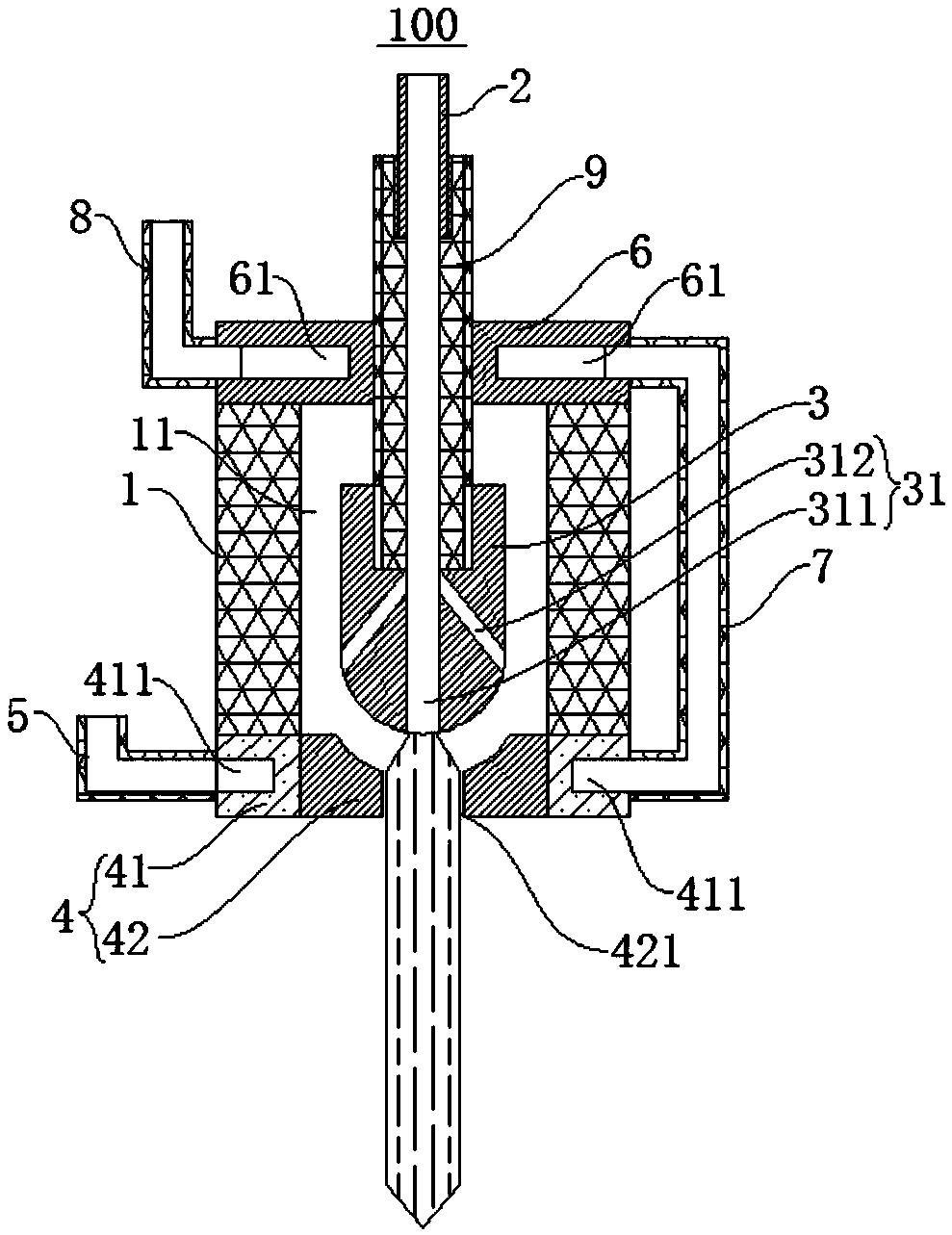 Non-transfer arc plasma gun and plasma device with non-transfer arc plasma gun