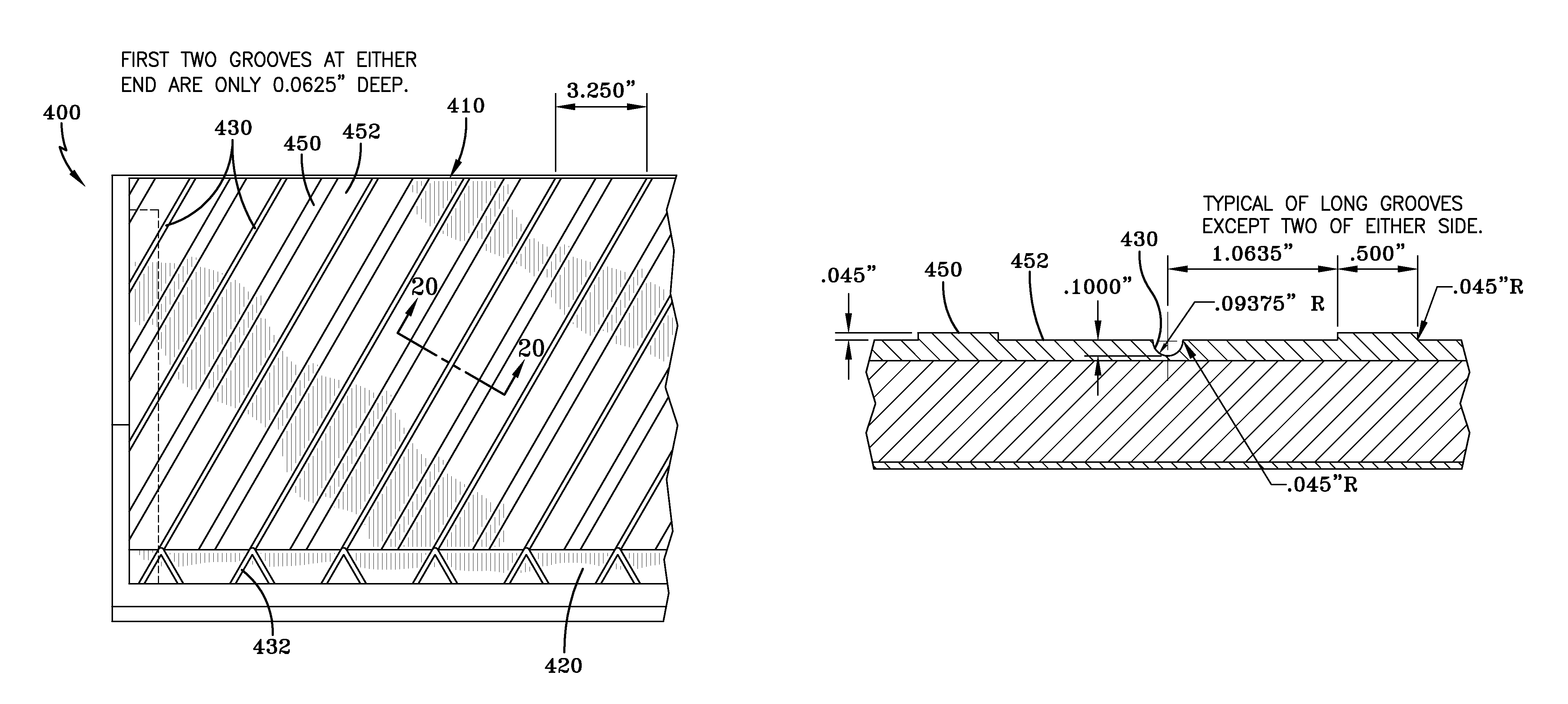 Backed building structure panel having grooved and ribbed surface