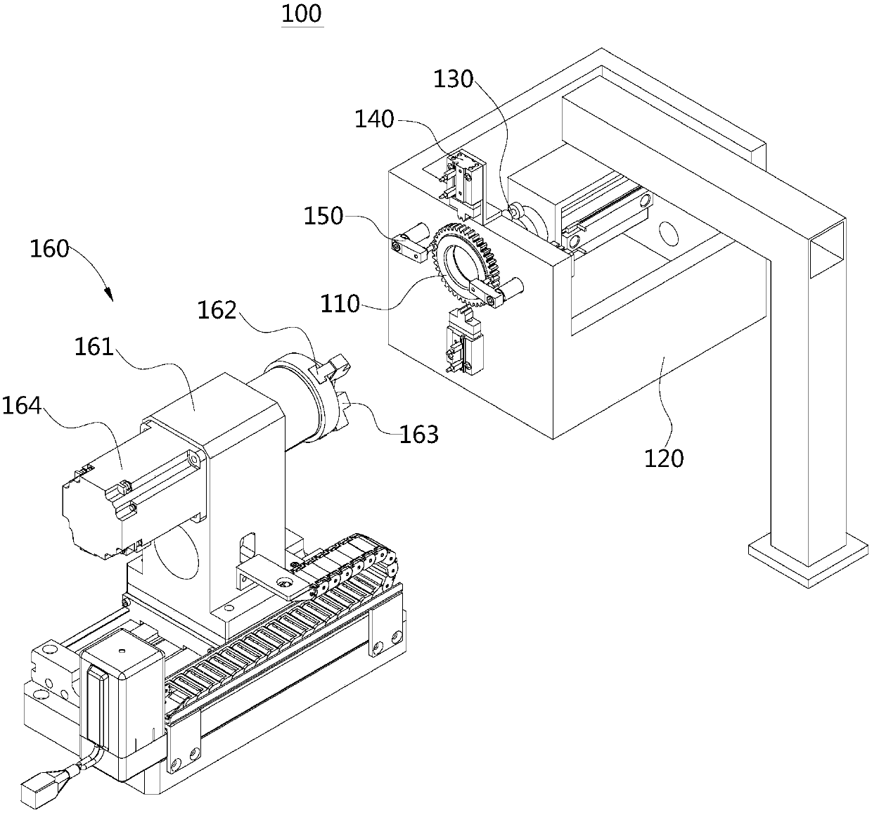 Timing gear locating device and timing gear assembling equipment comprising same