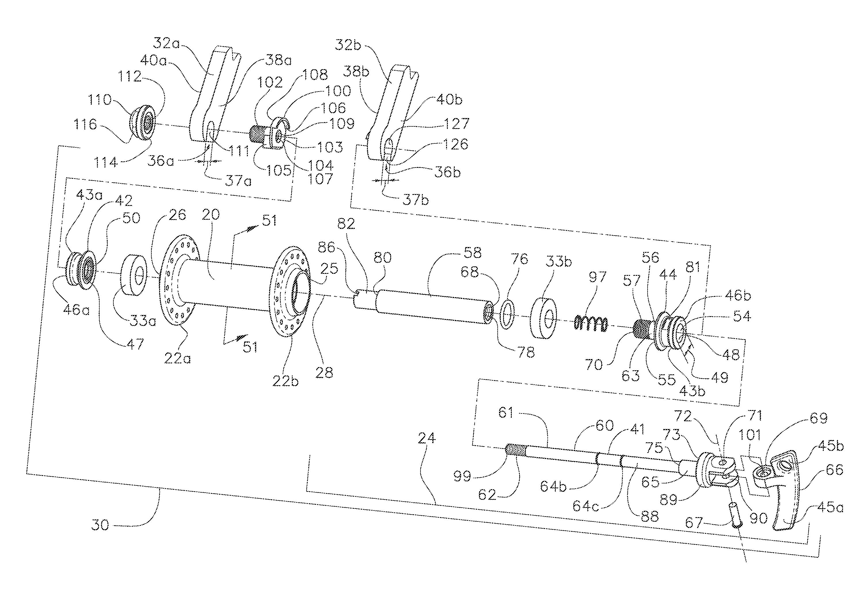 Handle assembly for an axle