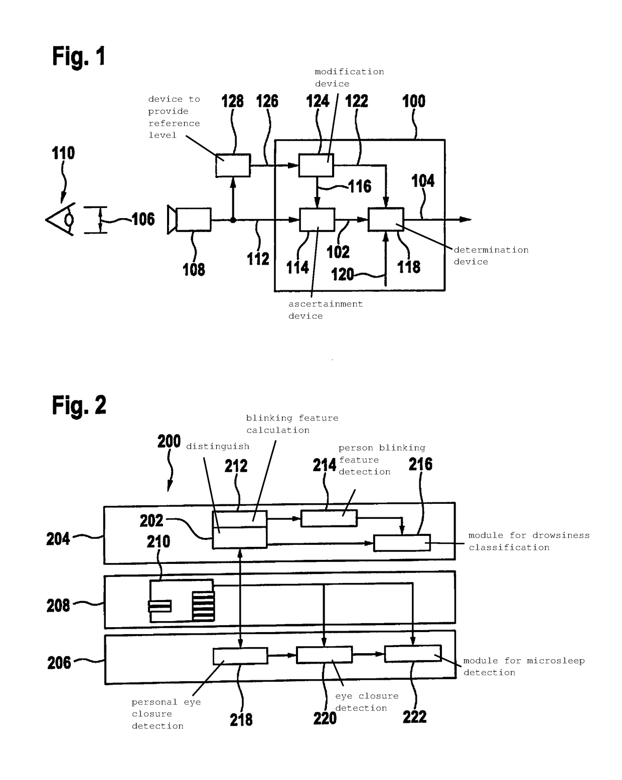 Method and device for distinguishing blinking events and instrument gazes using an eye-opening width