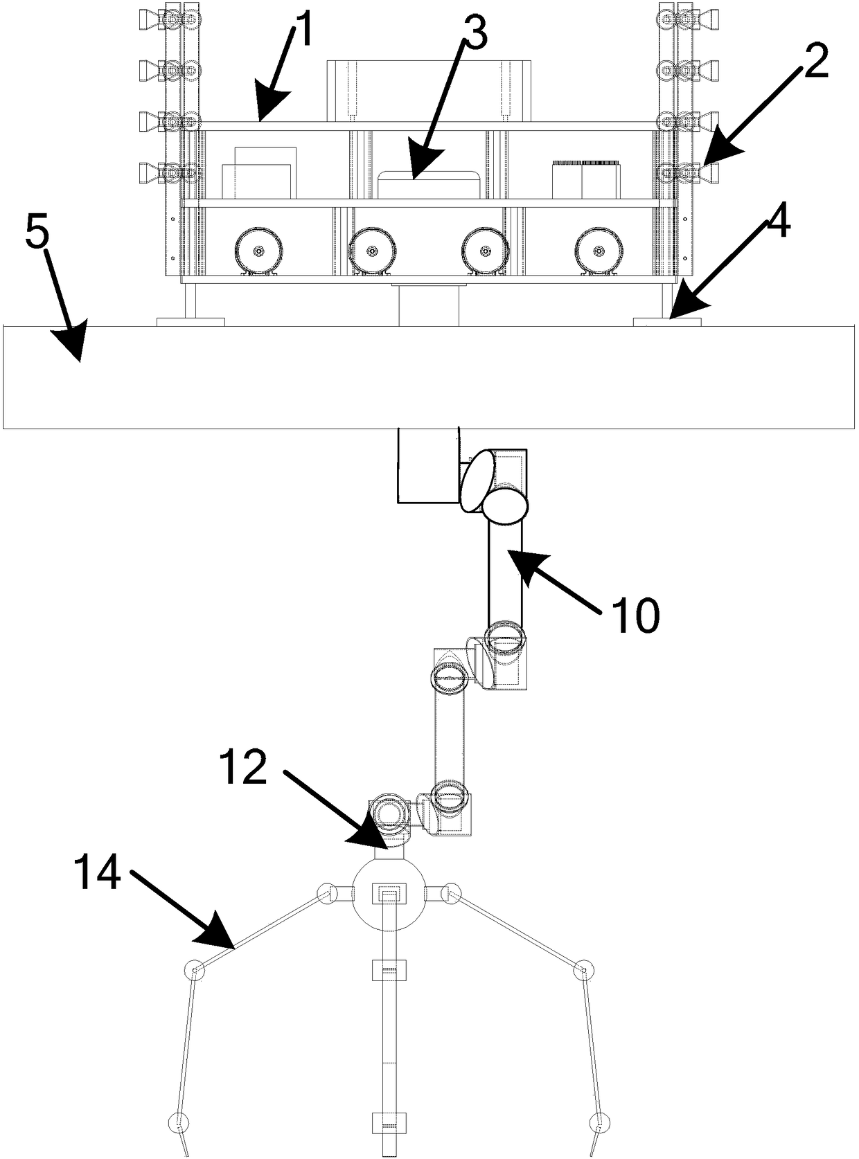 Ground physical simulation experiment system for space spinning target trapping and spin counteraction