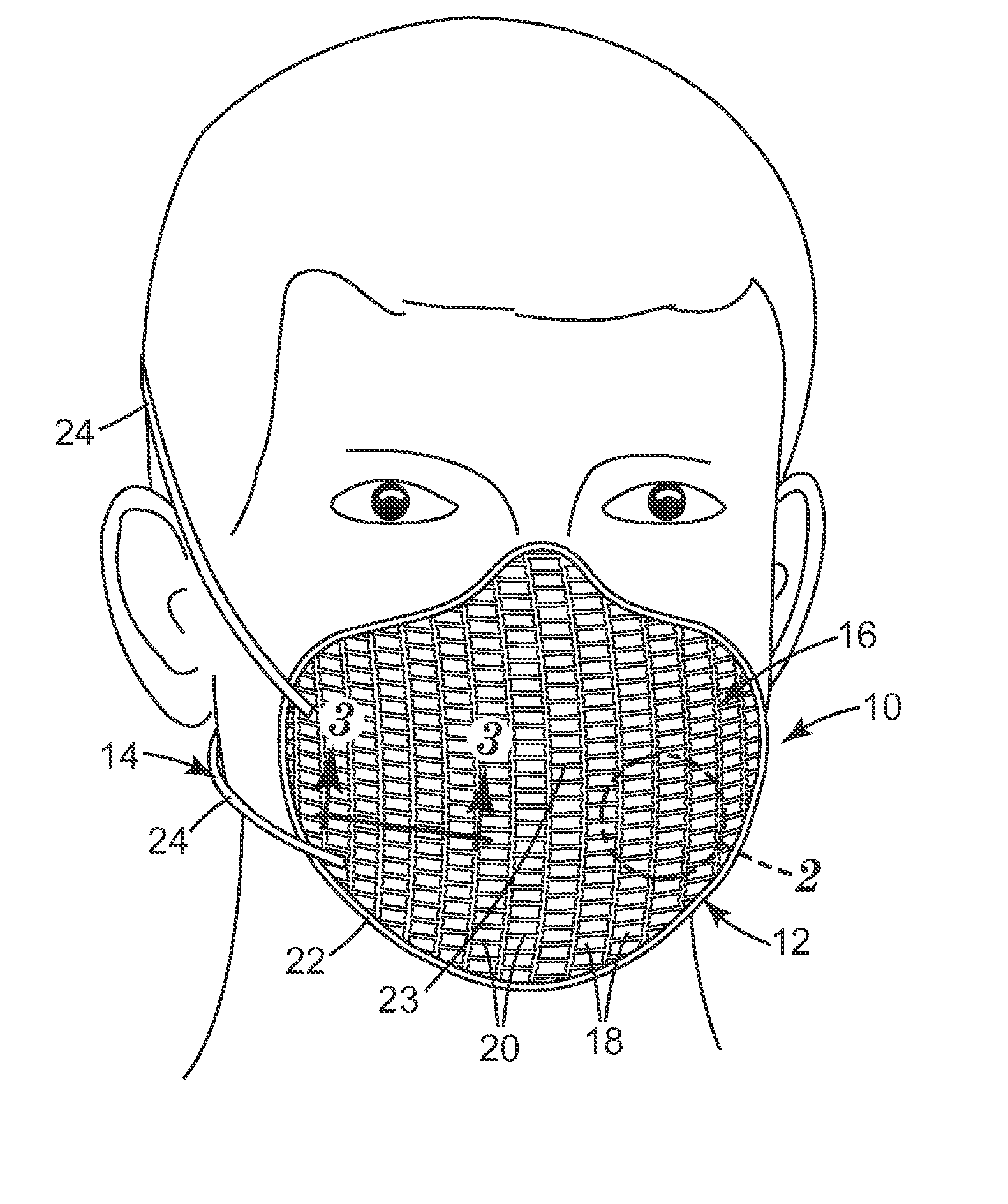 Filtering face-piece respirator having an auxetic mesh in the mask body