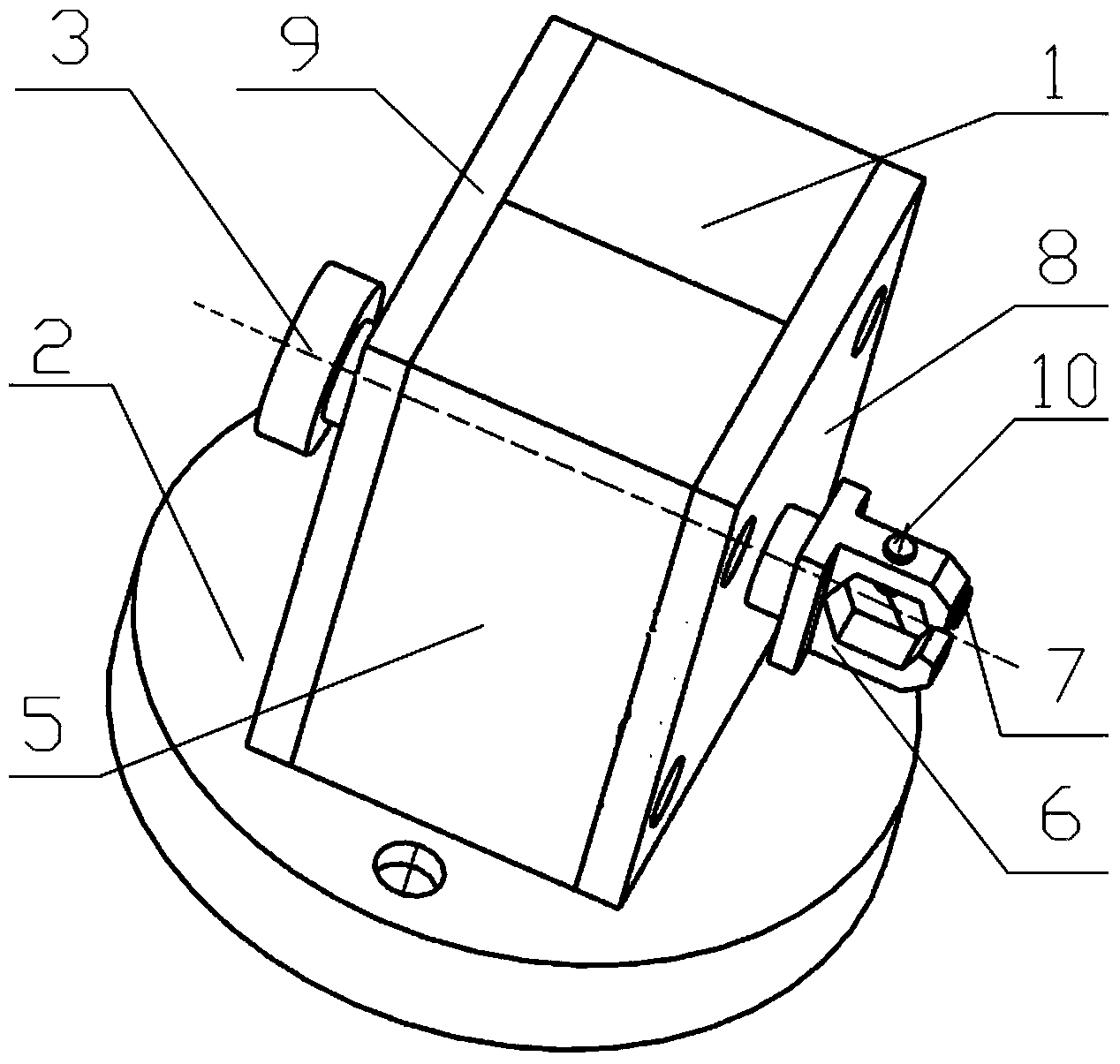 Clamp for measuring milling force for milling and processing blade fixed inclining angle