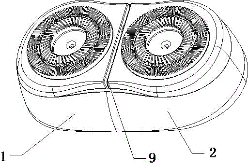 Floating facing bracket device of double-head rotating shaver