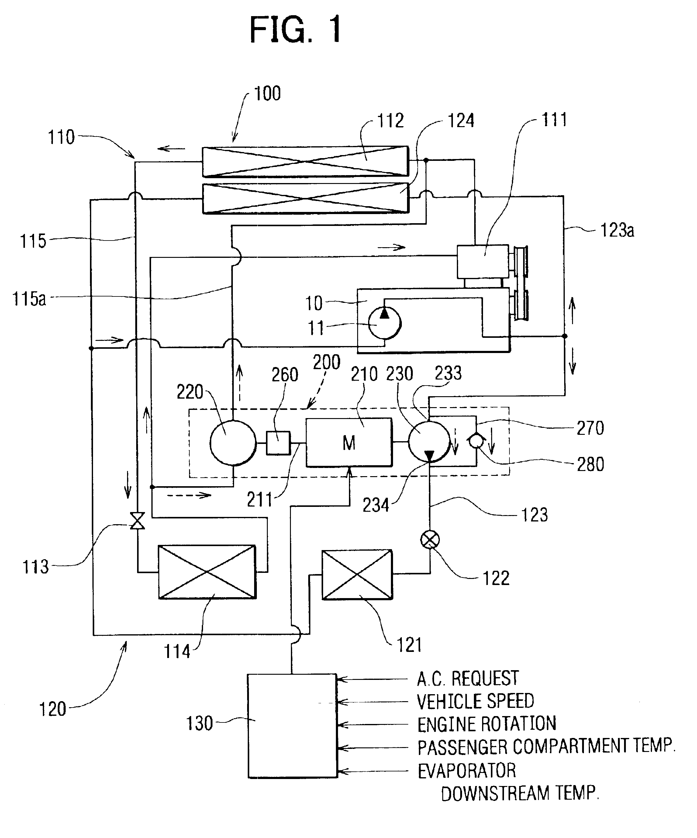 Air-conditioning apparatus including motor-driven compressor for idle stopping vehicles