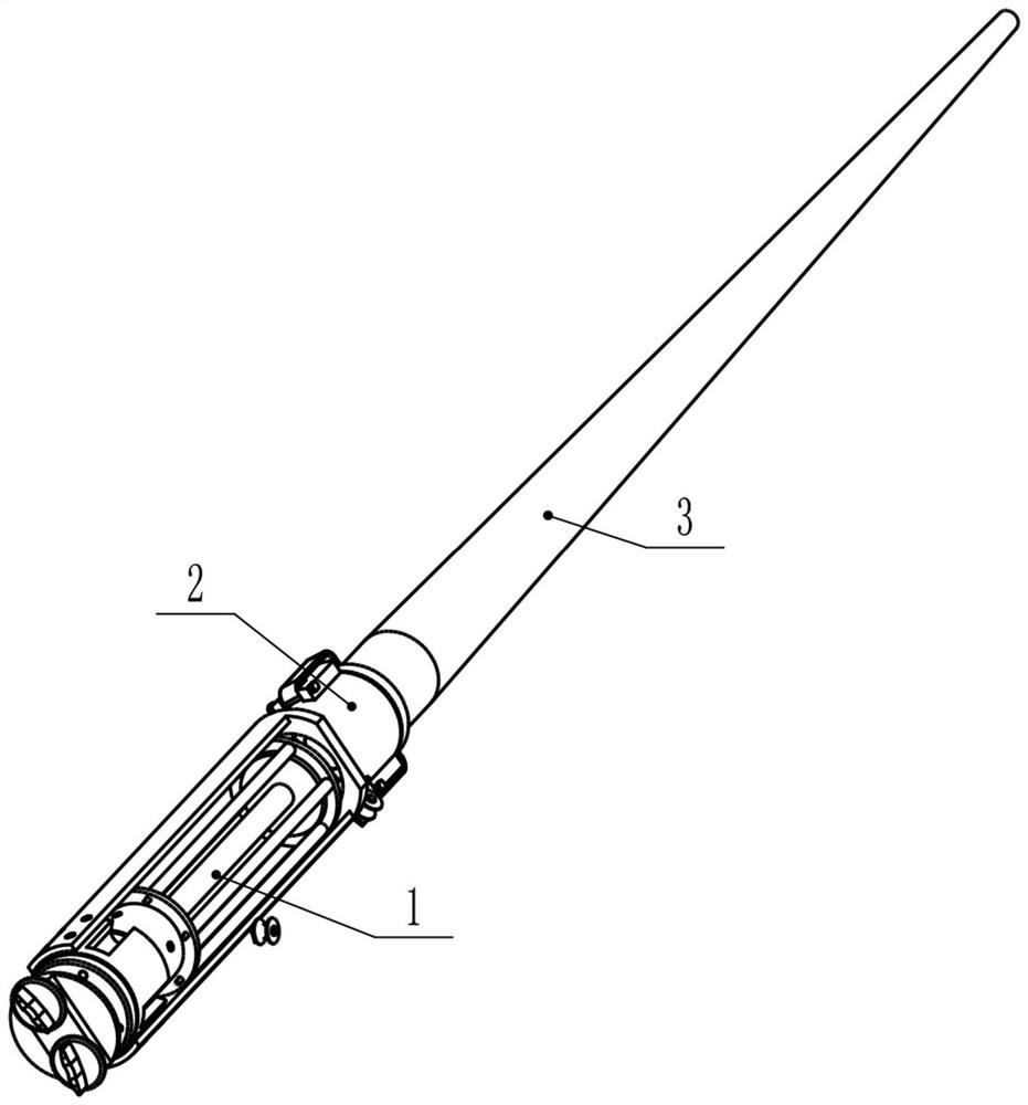 Sheathed long spindle and quick bobbin change device for high performance fiber weaving