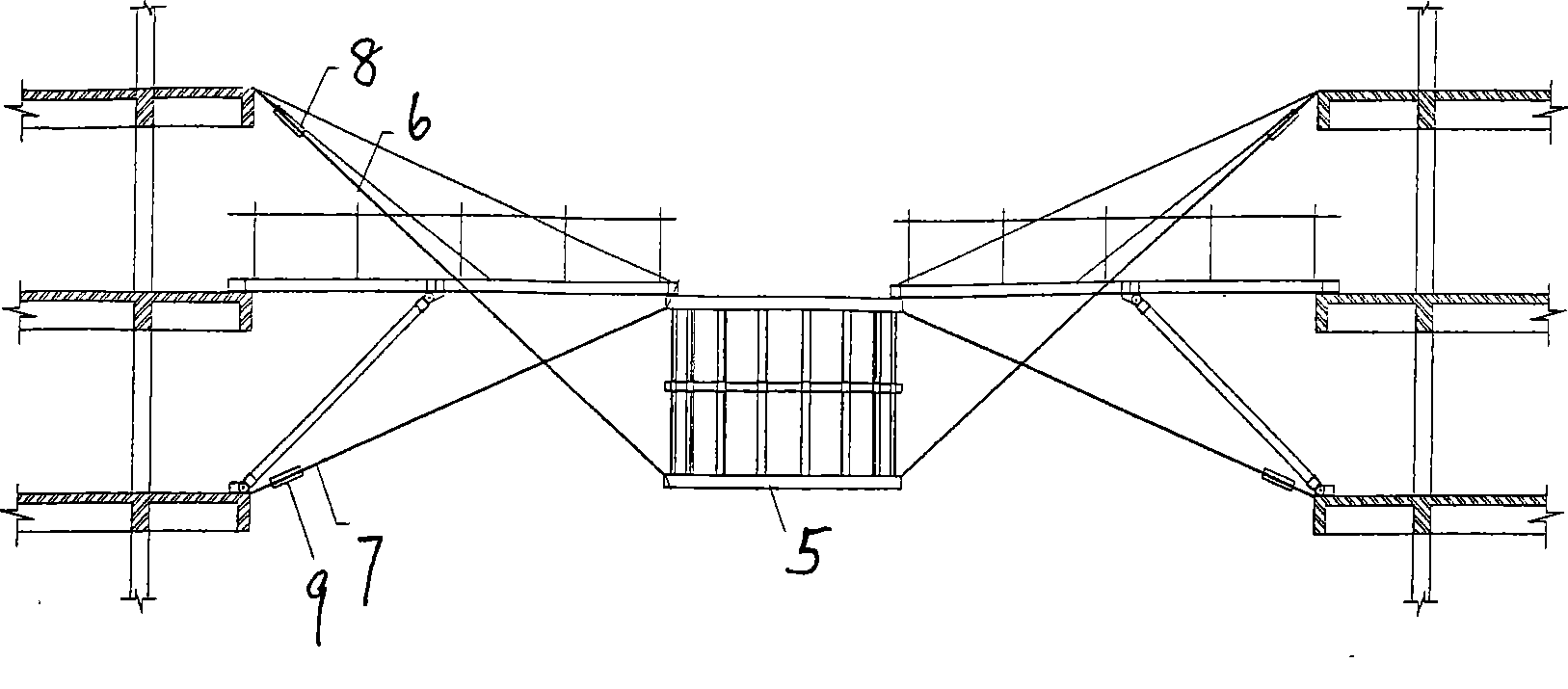 Construction method for spacing suspension cable structural template support platform