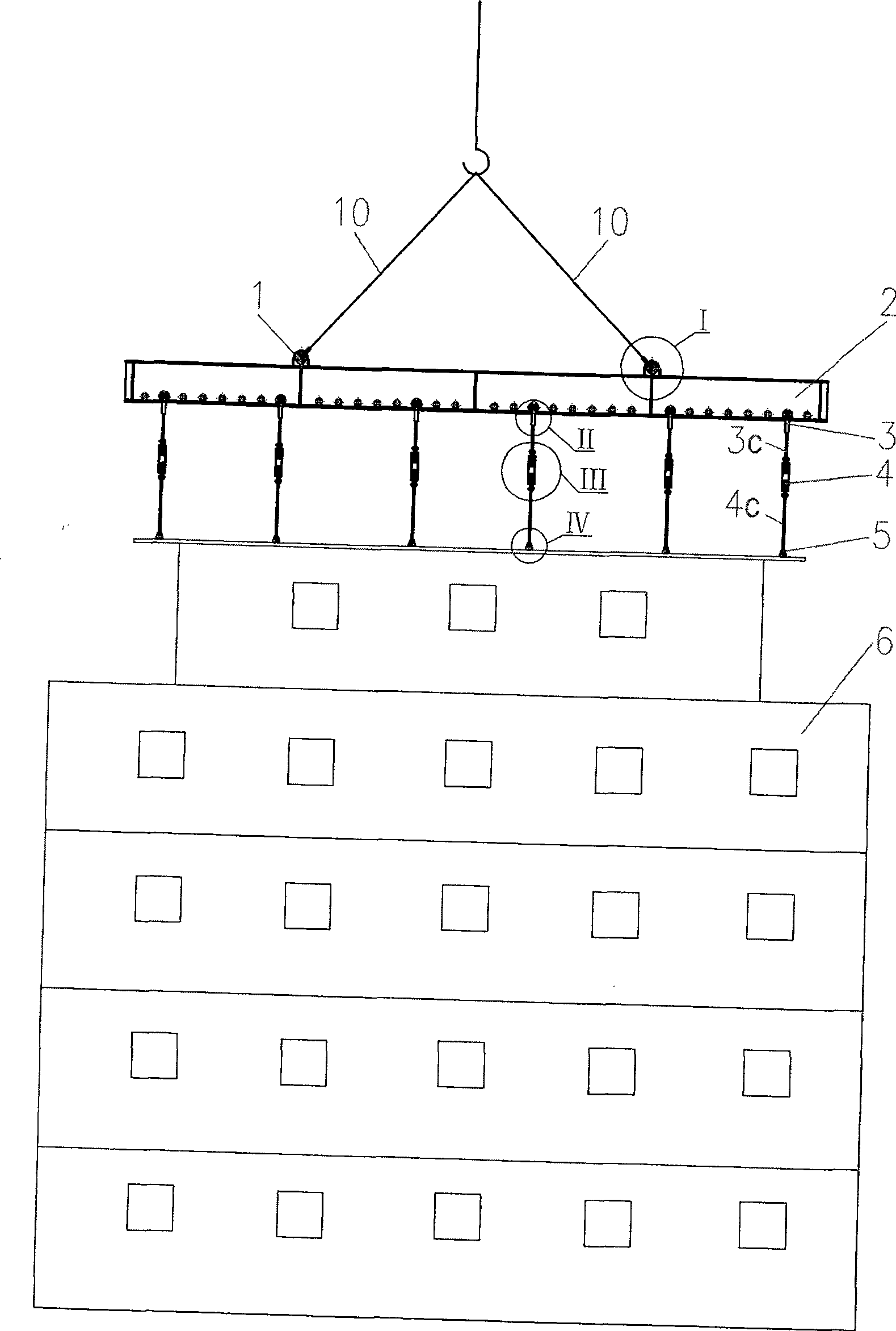 Hanging bracket for integral hoisting of ship superstructure and hoisting process