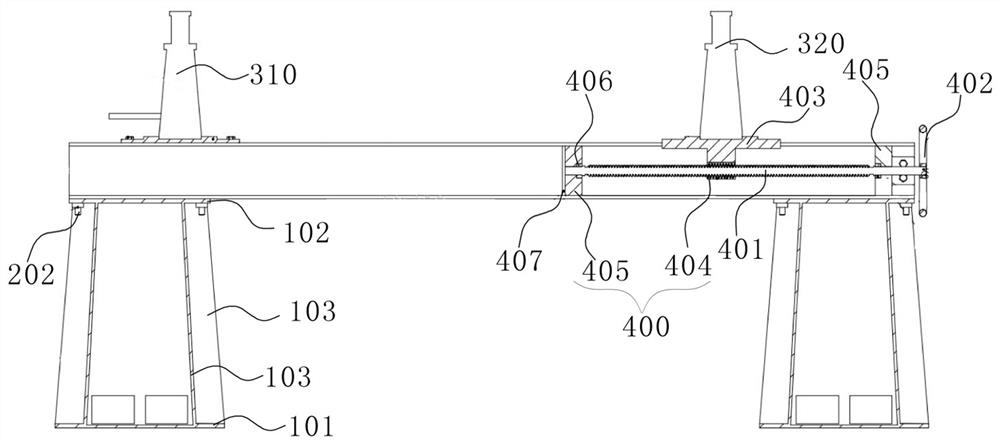 Width-adjustable rail engineering truck body unwheeling platform