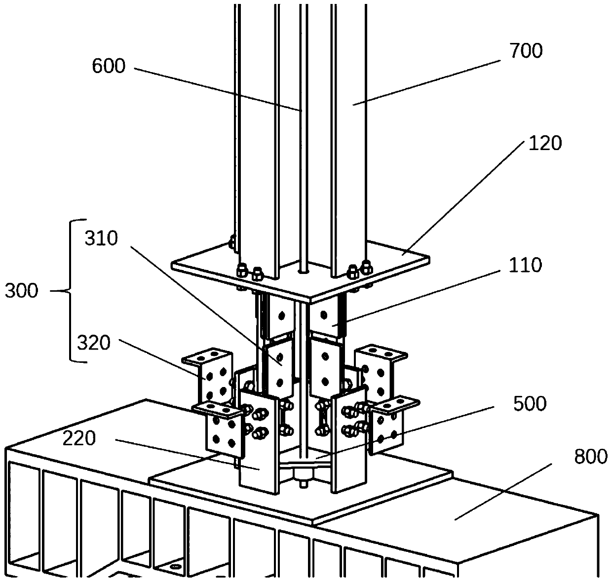 Intercolumnar connecting structure capable of recovering function