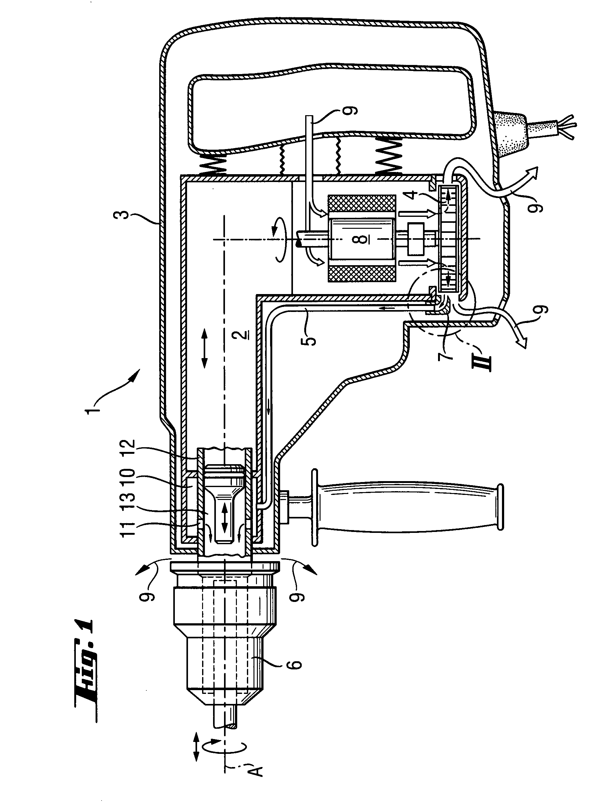 Electrical hand-held tool with a cooling fan