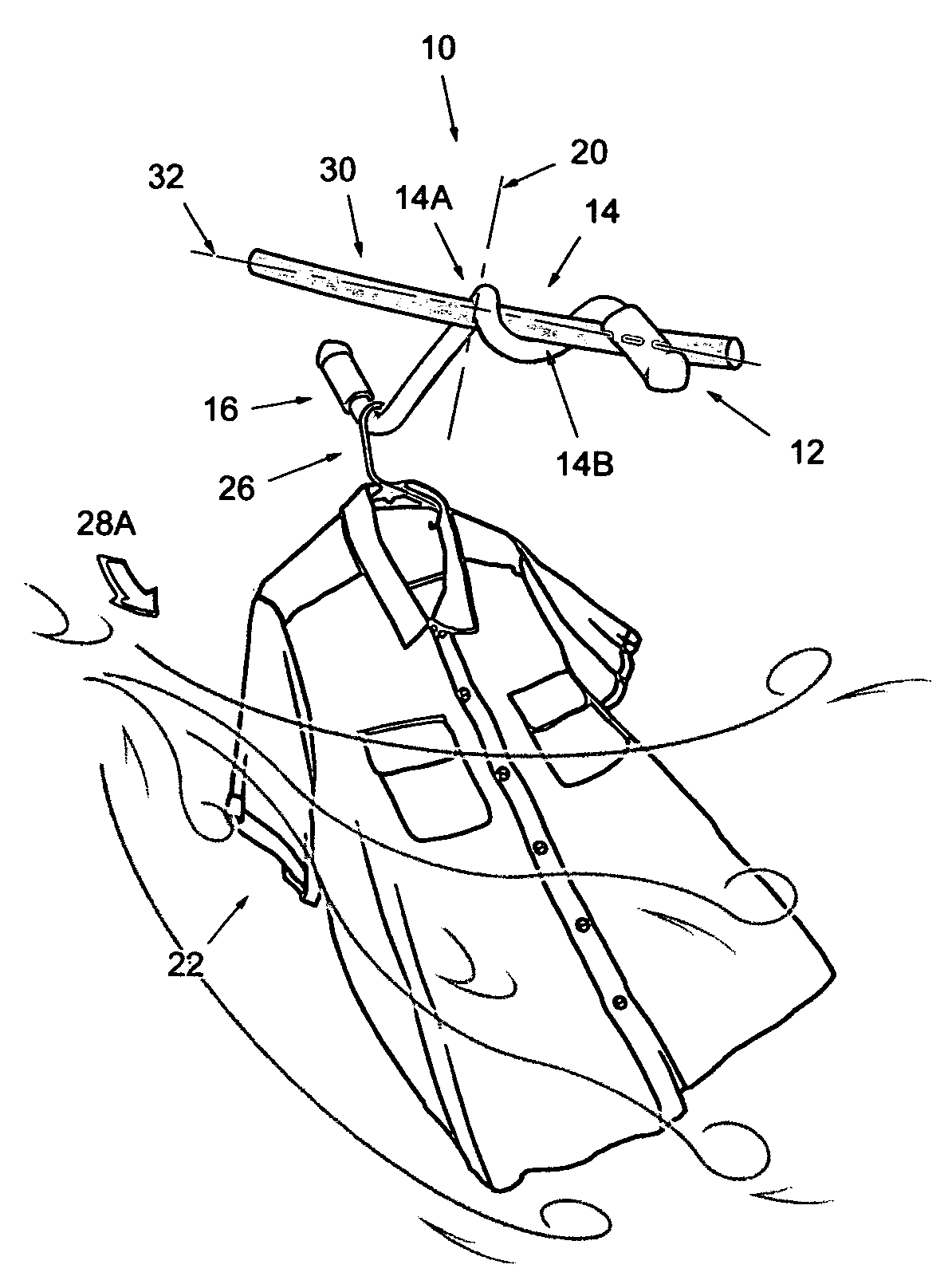 Non-symmetrical wire clip for clotheslines