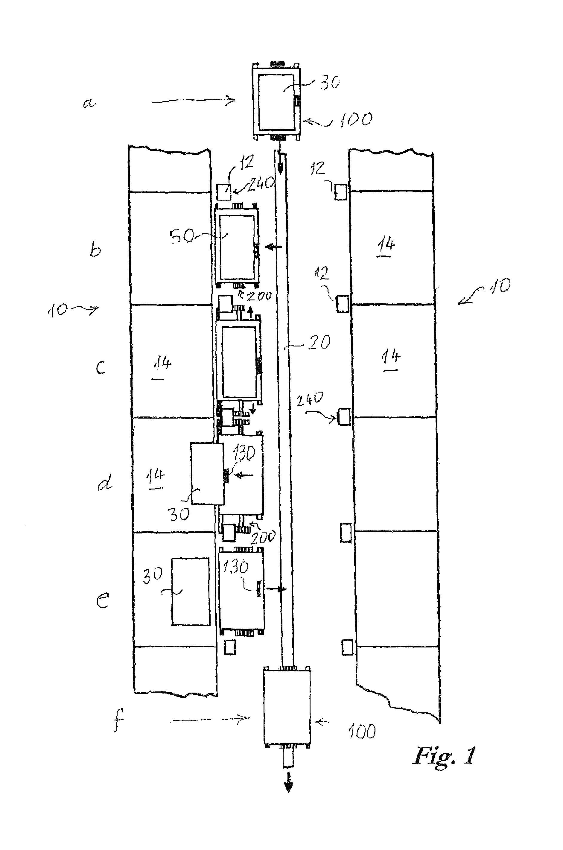 Arrangement for storage, warehouse rack and handling machine particularly for such an arrangement