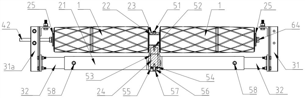 Novel automatic deviation rectifying device for double hollow carrier rollers