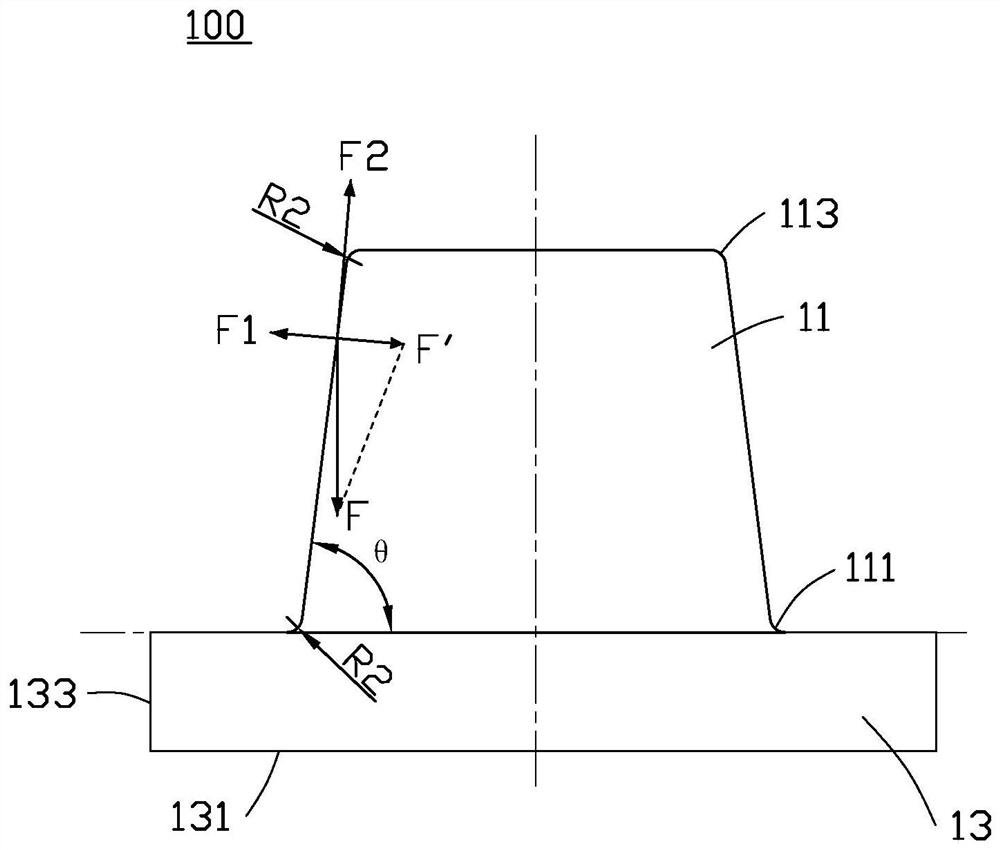 Tab structure, application of tab structure, preparation method and preparation device of tab structure