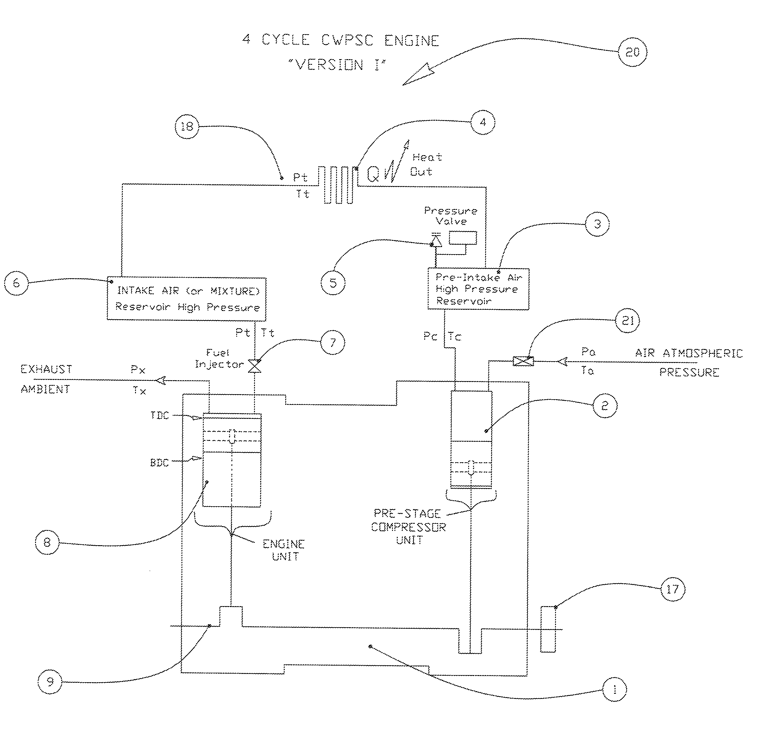 Four-cycle internal combustion engine with pre-stage cooled compression