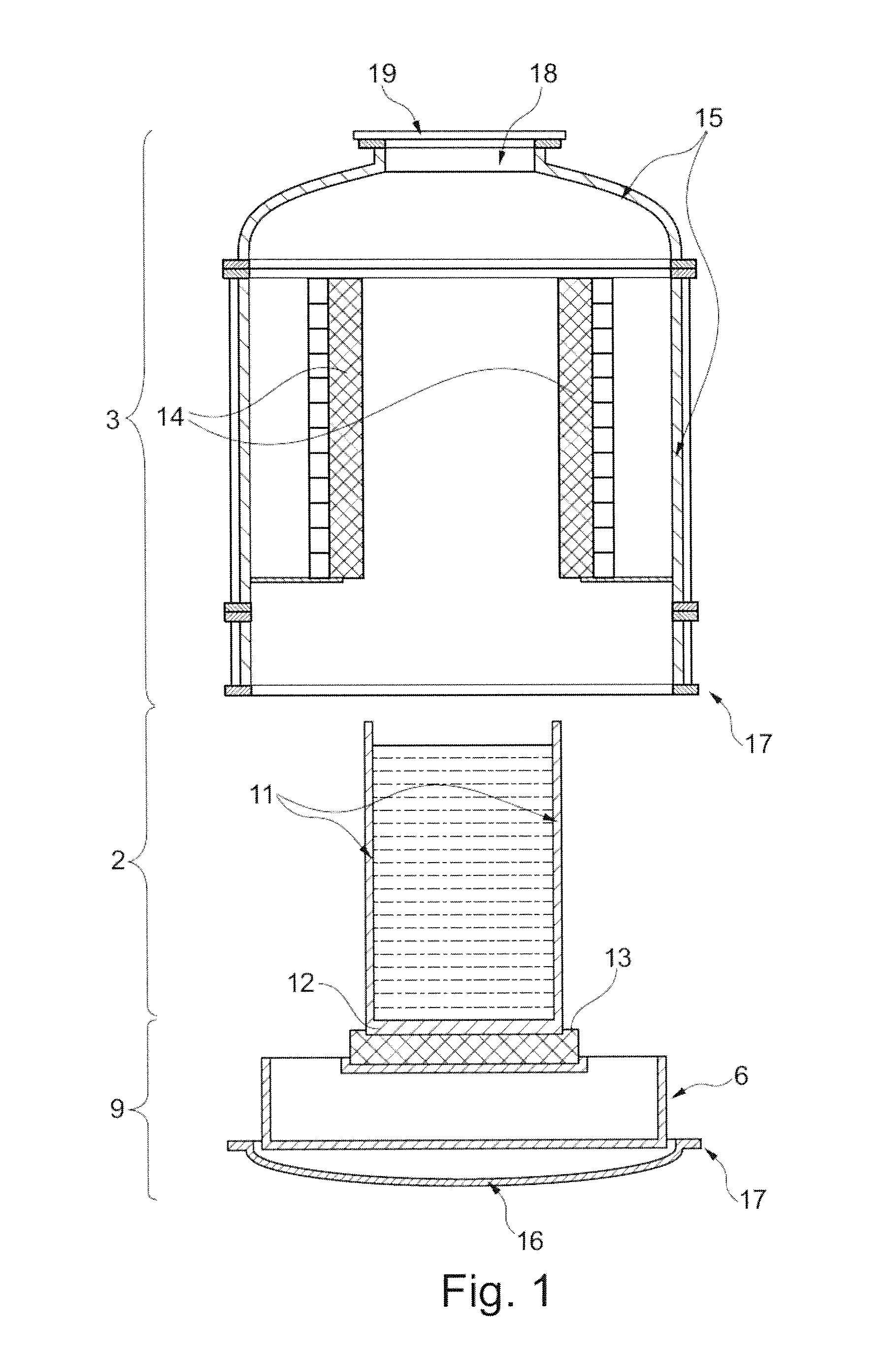 Melting device for consolidating contaminated scrap