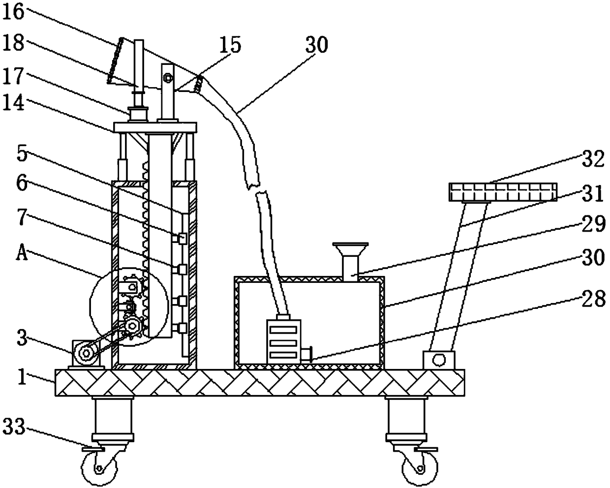 Adjustable spraying device for garden greening