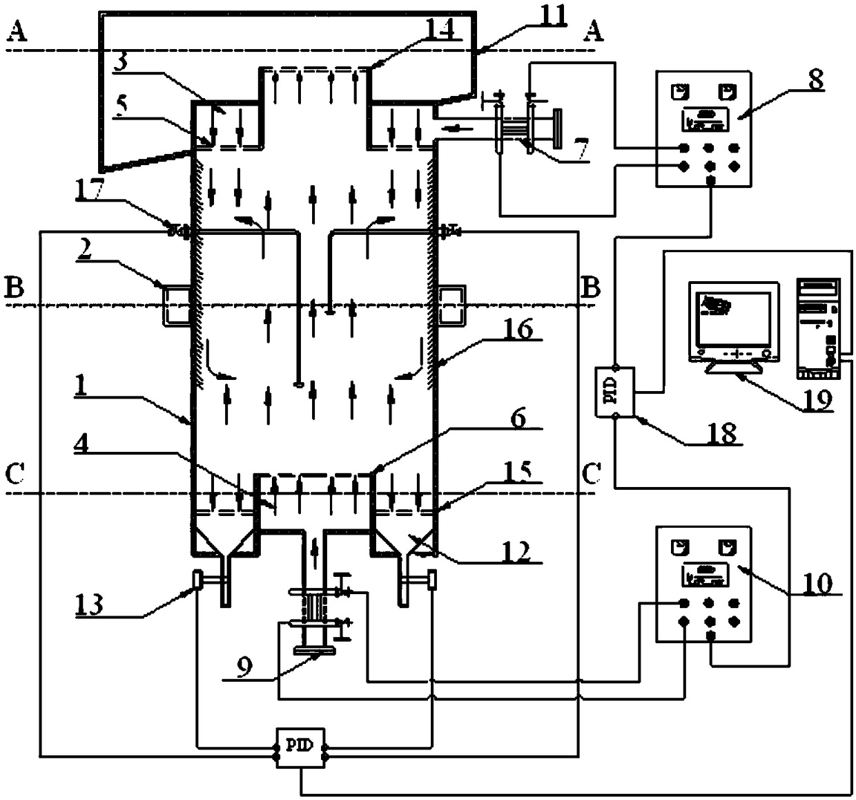 A kind of coarse slime column separation device and method