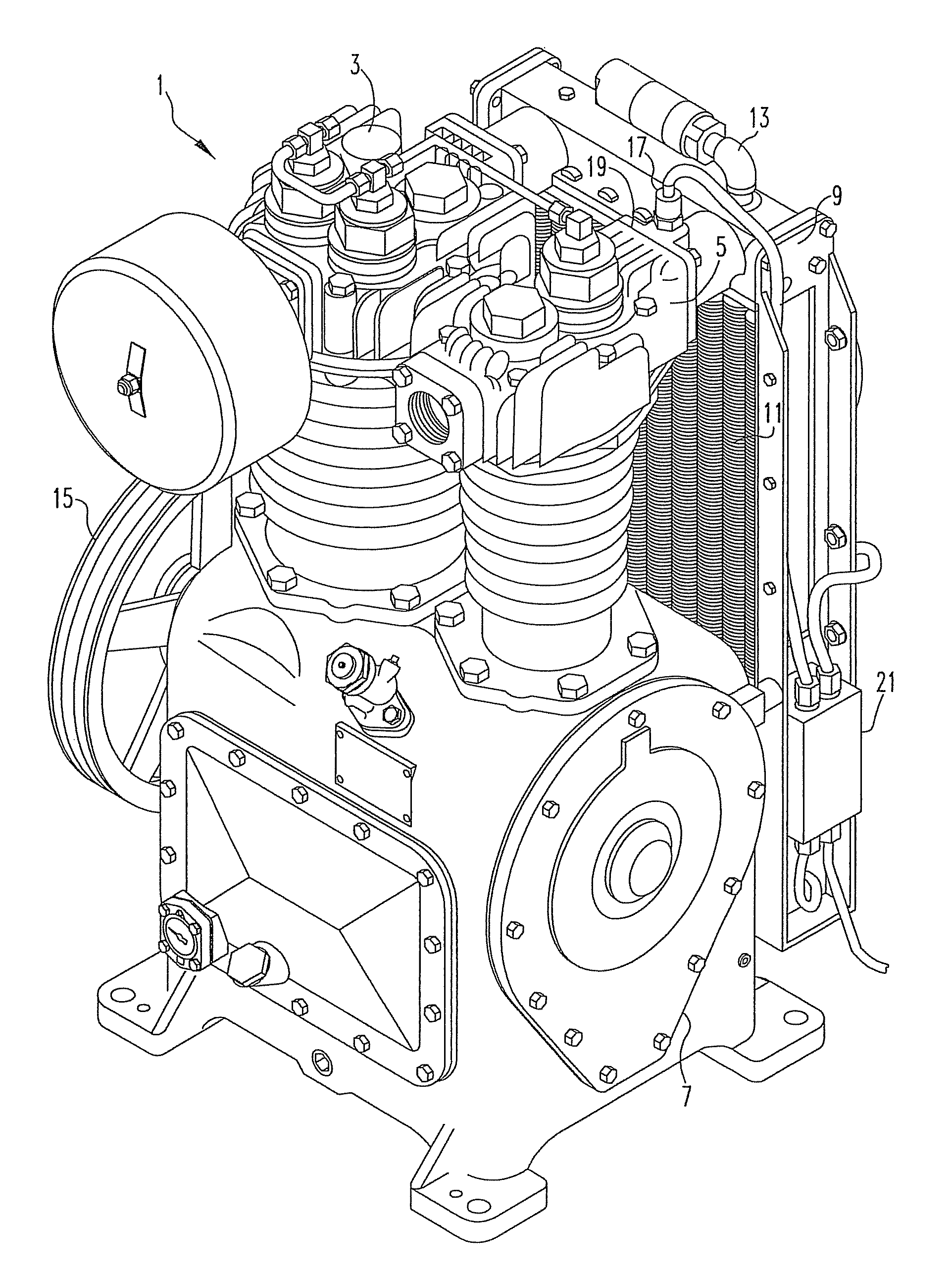 Temperature management system for a 2CD type air compressor