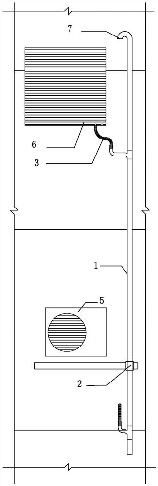 Split type air conditioner mounting structure and mounting method