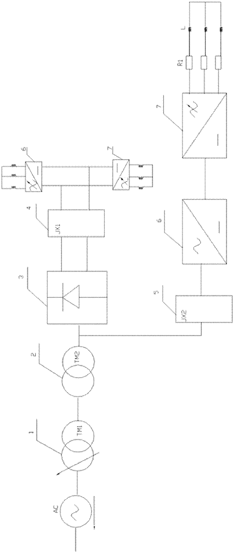 Power evaluation system of frequency converter in energy two-way transmission rectification mode and test method of power evaluation system