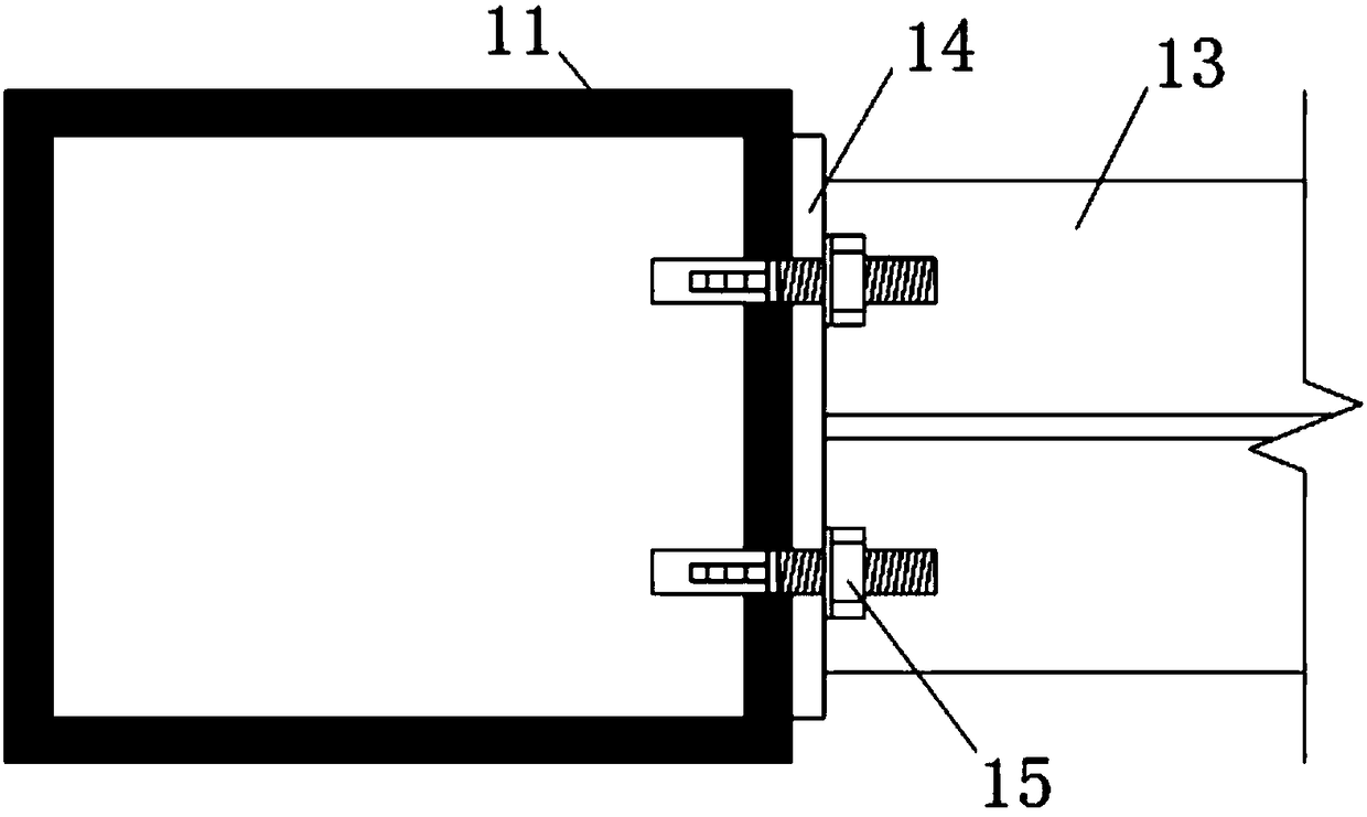 A connection node between a steel pipe column and a steel beam end plate using single-sided connection bolts