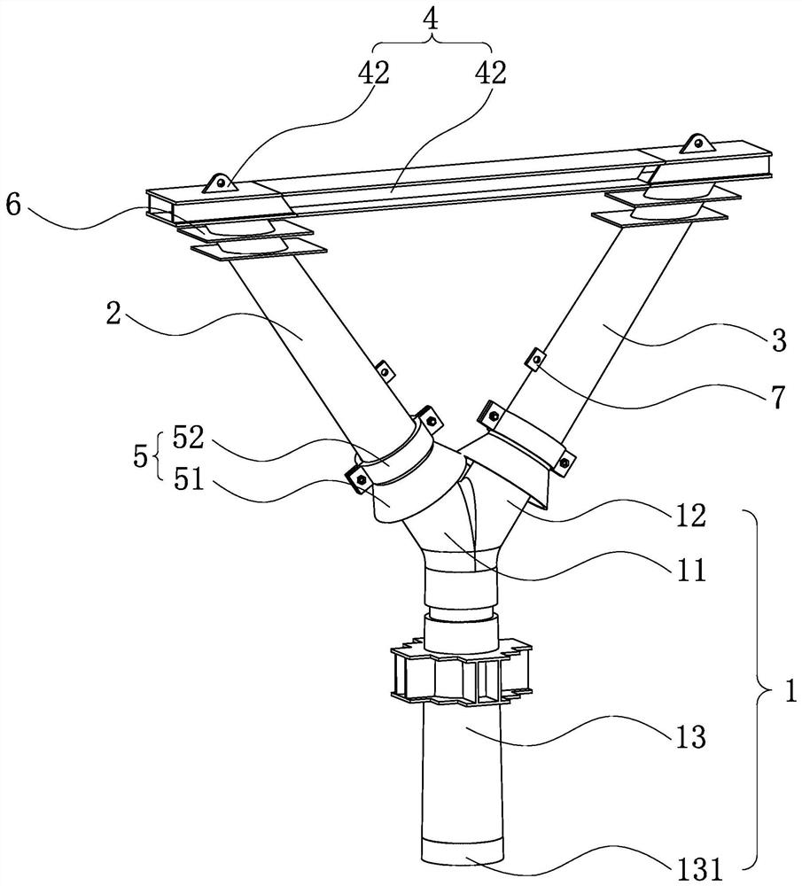 Y-shaped cast steel column and hoisting method thereof