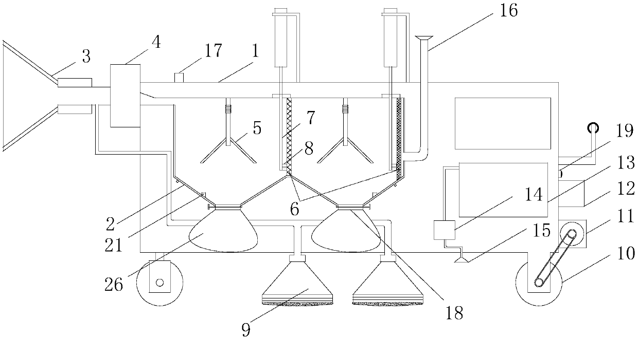 Dust collecting device for dust of magnet processing workshop