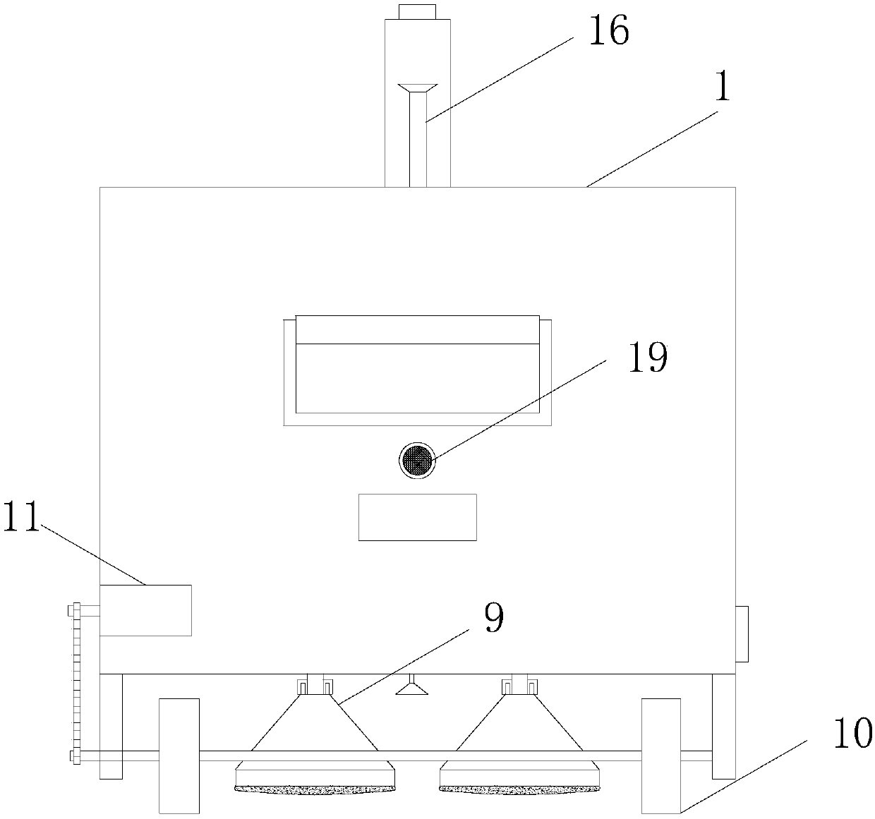 Dust collecting device for dust of magnet processing workshop