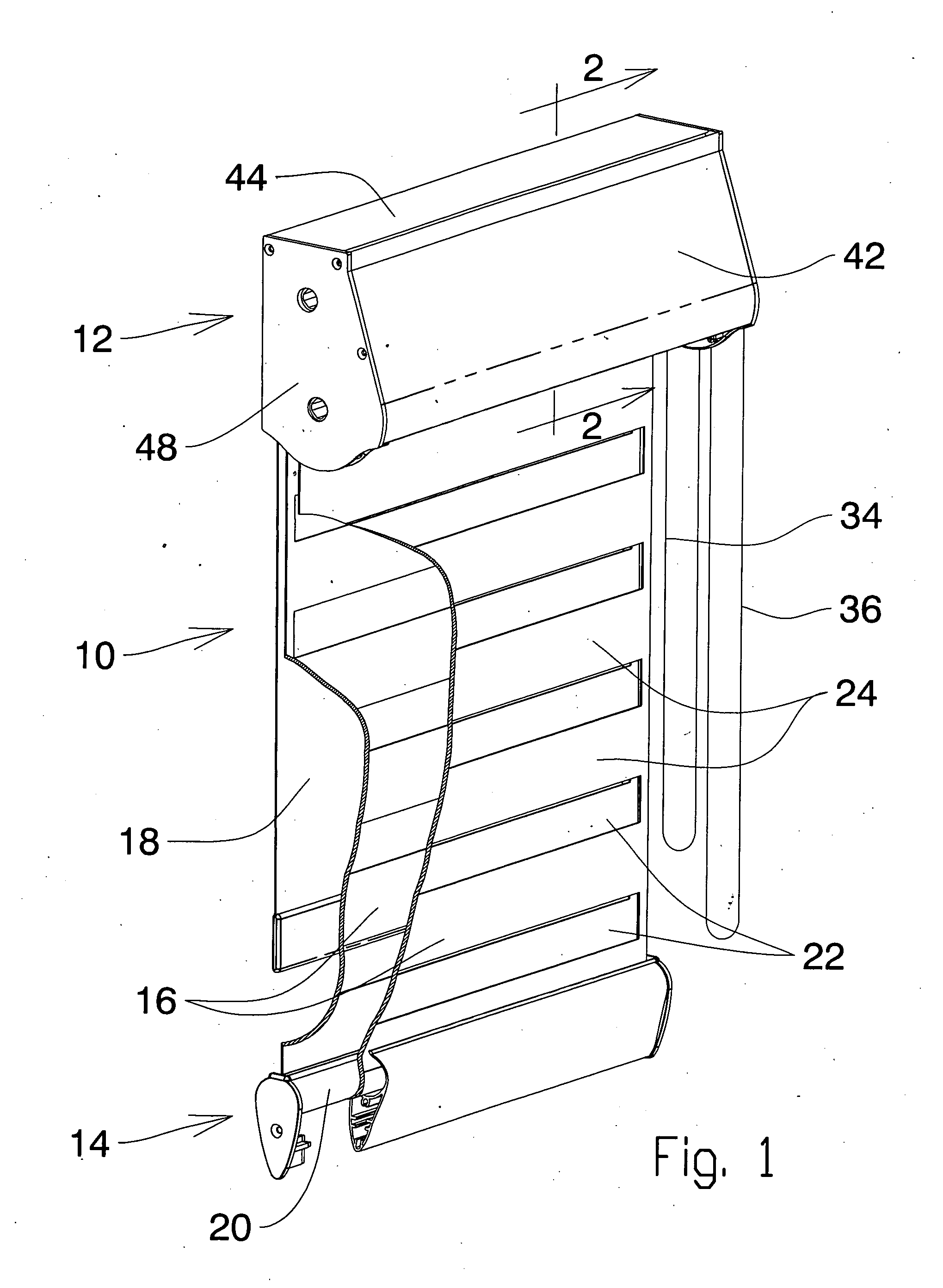 Blind assembly with two blind head rail