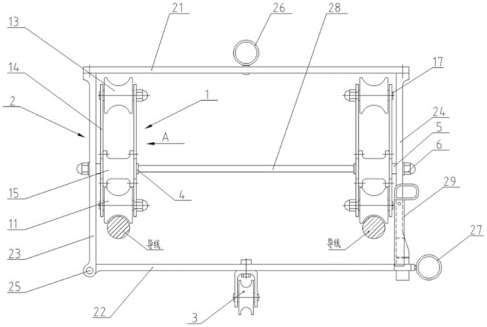 A walk device capable of crossing spacer rods on 220 kV horizontal double split conductors