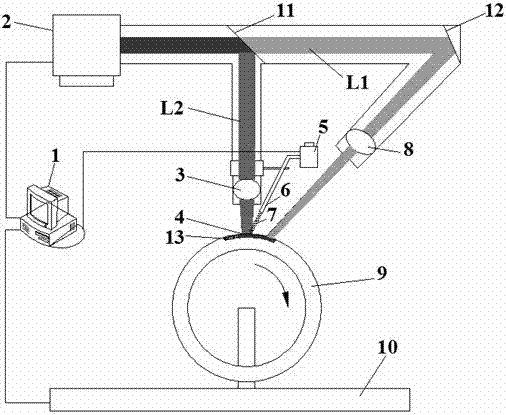 Same-wavelength double-beam narrow-spot laser quick cladding method