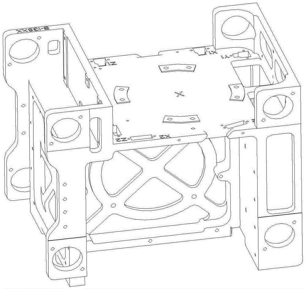 Triaxial optical fiber gyro structure taking eight-point vibration reduction and accelerometer heat-insulation measures