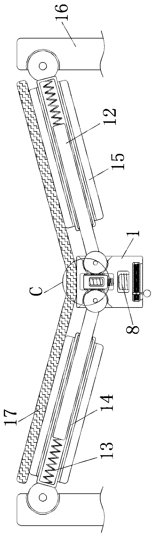 Electromagnetically-controlled packaging conveying device with angle capable of being adjusted according to the weight