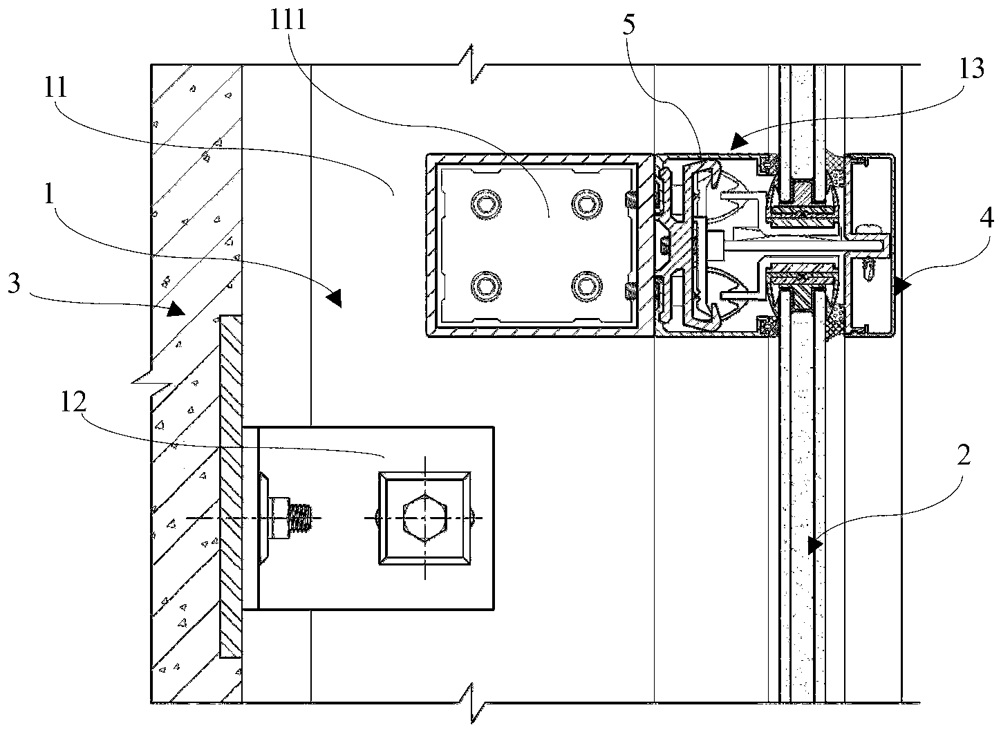 Mounting structure of anti-explosion glass curtain wall and curtain wall glass mounting method